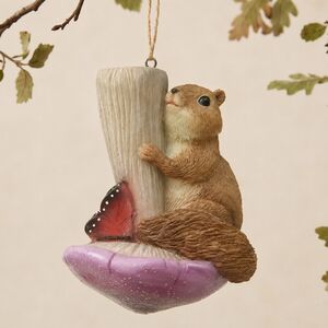 Елочная игрушка Белочка Сьюзи на сиреневом грибочке 12 см