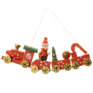 Деревянная елочная игрушка Рождественский Поезд с Сантой 12 см, подвеска Breitner фото 3