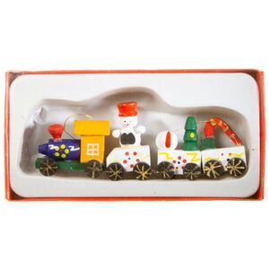 Деревянная елочная игрушка Рождественский Поезд со Снеговиком 12 см, подвеска Breitner фото 5