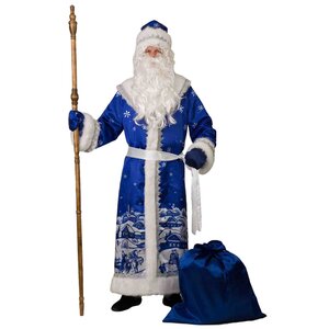 Карнавальный костюм для взрослых Дед Мороз - Роспись Гжель, 54-56 размер Батик фото 1