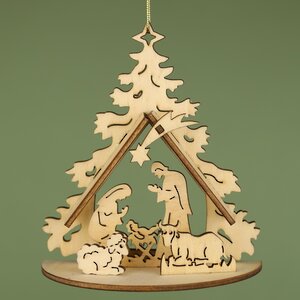 Деревянная елочная игрушка Вертеп: Рождение младенца Иисуса 12*11 см, подвеска Breitner фото 2