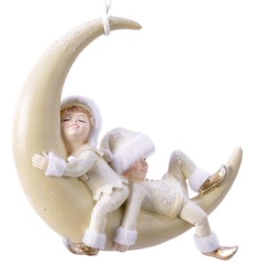 Елочная игрушка Малыши эльфы на Месяце 14 см, подвеска Kaemingk (Кейминг) фото 1