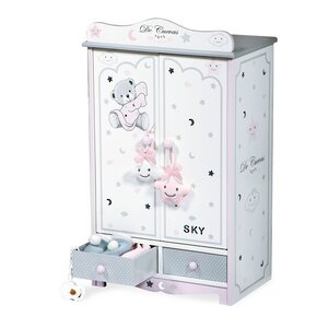 Гардеробный шкаф для куклы Скай 54 см бело-розовый