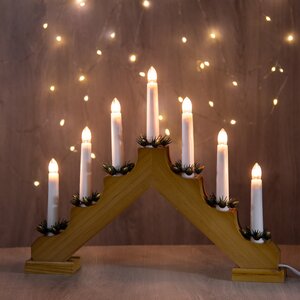 Светильник-горка Кристиан 40*30 см светлый орех, 7 электрических свечей Kaemingk фото 1