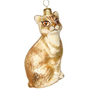 Стеклянная елочная игрушка Кот Дин Томас 12 см, подвеска