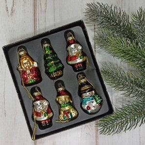 Набор стеклянных елочных игрушек Предания Рождества 5 см, 6 шт, подвеска Breitner фото 1