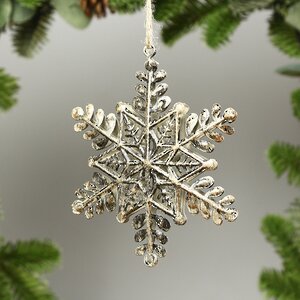 Елочная игрушка Снежинка Golden Snowflake 10 см, подвеска Breitner фото 1