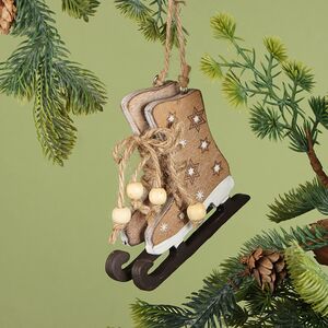 Деревянная елочная игрушка Коньки со звеpдочками 11 см, подвеска Breitner фото 2