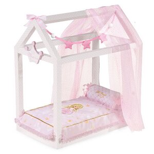 Кроватка для куклы Мария 55 см с аксессуарами нежно-розовая