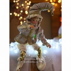 Елочное украшение "Эльф" в бело-золотом наряде, 35 см, подвеска Eggl (Эггл) фото 1