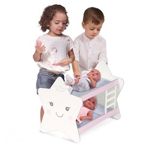 Кроватка для куклы двухъярусная Мартин 51.5 см бело-розовая Decuevas Toys фото 2