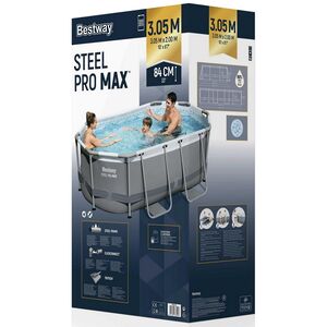 Каркасный овальный бассейн Bestway Steel Pro Max (Бествей Стил Про Макс) 305*200*84 см, фильтр-насос, дозатор Bestway фото 8