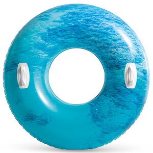 Надувной круг с ручками Волны 114 см голубой