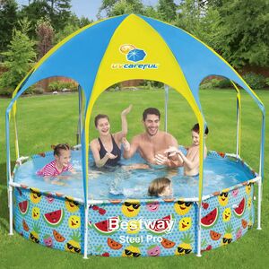 Каркасный бассейн 56432 Bestway Splash-in-Shade 244*51 см с навесом и разбрызгивателем Bestway фото 1