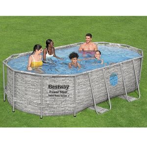 Каркасный овальный бассейн Bestway Power Steel Swim Vista 427*250*100 см, фильтр-насос, аксессуары