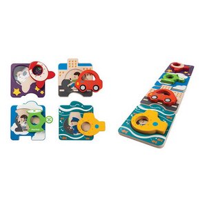 Набор деревянных пазлов для малышей Транспорт, 4 шт Plan Toys (План Тойс) фото 1