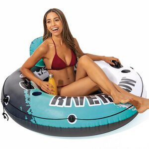 Надувной круг-кресло River Run (Ривер Ран) с сетчатым дном 135 см аквамарин INTEX (Интекс) фото 6