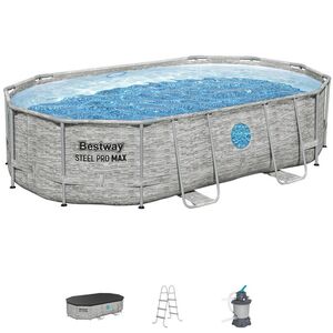 Каркасный овальный бассейн Bestway Steel Pro Max (Бествей Стил Про Макс) 488*305*107 см, песочный фильтр-насос, аксессуары Bestway (Бествей) фото 2