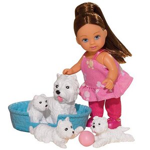 Кукла Еви с белыми собачками 12 см Simba фото 1