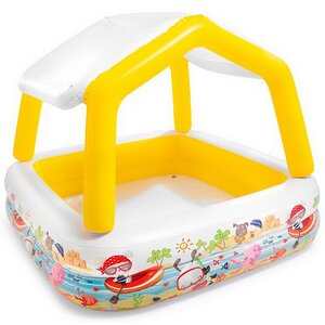 Детский бассейн с навесом Семейный 157*122 см, желтый, клапан INTEX фото 2