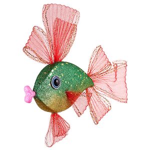 Елочная игрушка Рыбка Цветная 30 см зеленая с красным, подвеска