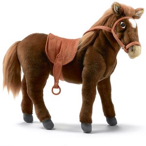 Мягкая игрушка Лошадь оседланная рыжая 37 см