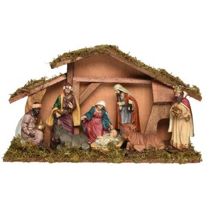 Рождественский вертеп - композиция Волхвы на поклоне у Христа 40*23 см уцененный