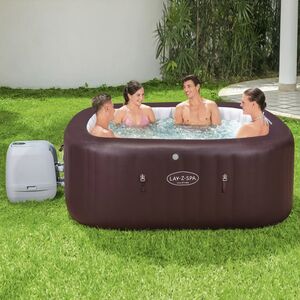 Надувной бассейн-джакузи с подсветкой Lay-Z-Spa: Maldives 201*201*80 см, аэро и гидромассаж, теплосберегающий тент