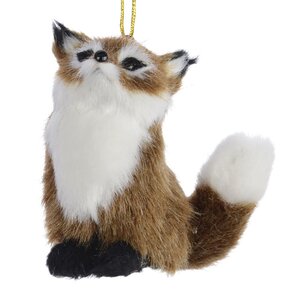 Елочная игрушка Лисица Теа 8 см коричневая, подвеска