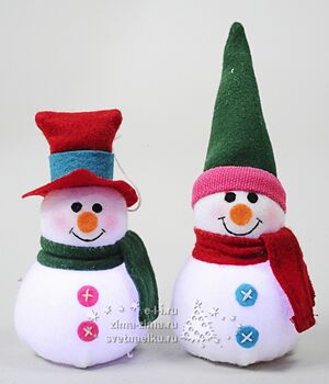 Снеговичок Яркий светящийся, 14 см, LED, батарейка, подвеска