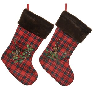 Новогодний носок Шотландское рождество - Олень 44 см