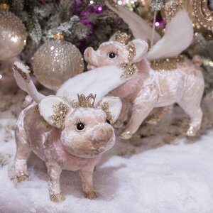 Елочная игрушка Свинка Piggy Angel - Velvet Dreams 18 см, подвеска