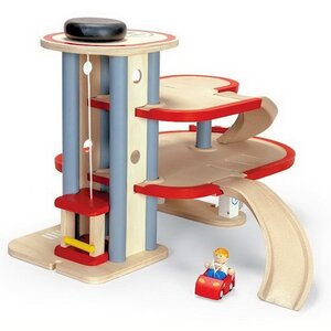 Деревянный гараж с машинками 50*36 см Plan Toys фото 2