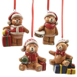 Елочная игрушка Мишка с Подарком 7 см, подвеска Kaemingk фото 1