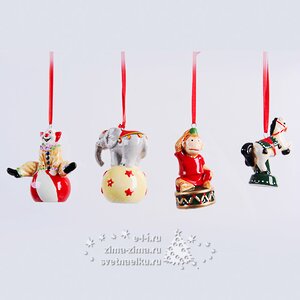 Елочная игрушка "Циркачи", керамика, 8 см, 4 шт, подвеска Kaemingk фото 1