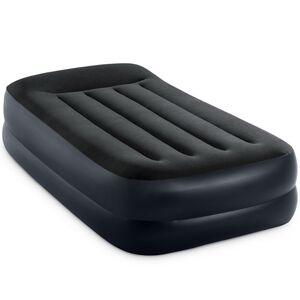 Надувная кровать с насосом Pillow Rest 99*191*42 см темно-синяя с синим INTEX фото 1