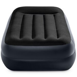 Надувная кровать с насосом Pillow Rest 99*191*42 см темно-синяя с синим INTEX фото 2