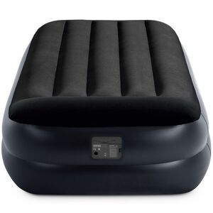 Надувная кровать с насосом Pillow Rest 99*191*42 см темно-синяя с синим INTEX фото 3