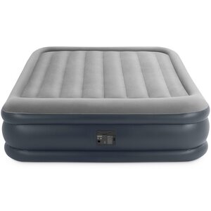 Надувная кровать с насосом Deluxe Pillow Rest 152*203*42 см серо-синяя INTEX фото 2