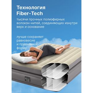 Надувная кровать с насосом Prime Comfort Queen, 152*203*51 см INTEX фото 3