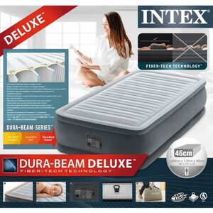 Надувная кровать с насосом Comfort-Plush 99*191*46 см INTEX фото 7