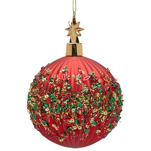 Стеклянный елочный шар Cielo Stellato 10 см красный