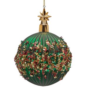 Стеклянный елочный шар Cielo Stellato 10 см зеленый