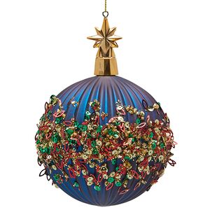 Стеклянный елочный шар Cielo Stellato 10 см синий