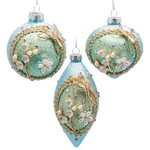 Елочные игрушки Sakura Miniature 8 см голубые, стекло, 6 шт