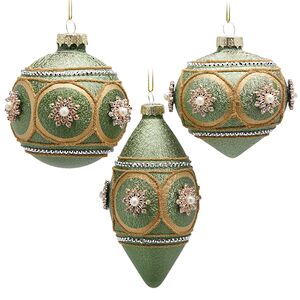 Елочные игрушки Divertissement 8 см зеленый, стекло, 6 шт