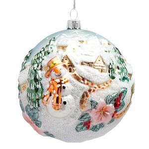 Стеклянный елочный шар Снеговичок Лэнни 11 см