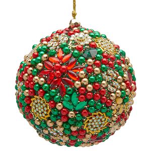 Винтажный елочный шар Mille Perle 10 см зеленый