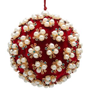 Винтажный елочный шар Velvet Opulence Orb 10 см красный EDG фото 1