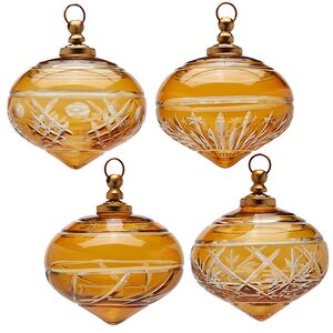 Елочные игрушки Penna in Teverina 10 см янтарные, стекло, 4 шт